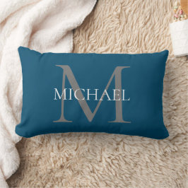 Personalisiertes Monogramm und Name Ocean Blue Lendenkissen