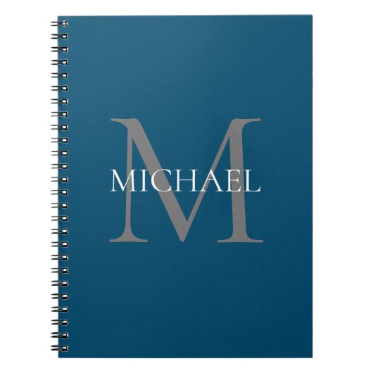 Personalisiertes Monogramm und Name Ocean Blue Notizblock (Vorderseite)