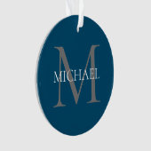 Personalisiertes Monogramm und Name Ocean Blue Ornament (Vorderseite)
