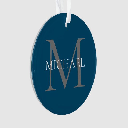 Personalisiertes Monogramm und Name Ocean Blue Ornament (Vorderseite)