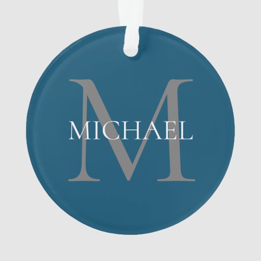 Personalisiertes Monogramm und Name Ocean Blue Ornament (Rückseite)