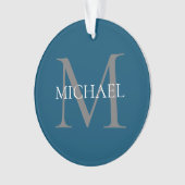 Personalisiertes Monogramm und Name Ocean Blue Ornament (Vorderseite)