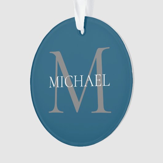 Personalisiertes Monogramm und Name Ocean Blue Ornament (Vorderseite)