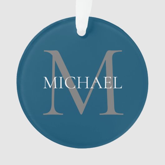 Personalisiertes Monogramm und Name Ocean Blue Ornament (Vorderseite)