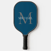 Personalisiertes Monogramm und Name Ocean Blue Pickleball Schläger (Rückseite)