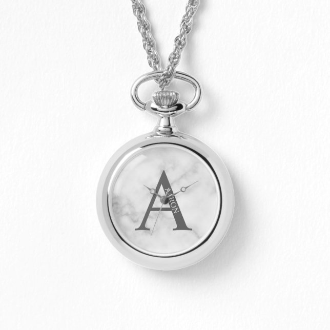 Personalisiertes Monogramm und Name Pocket Watch Armbanduhr (Vorderseite)