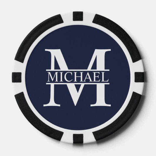 Personalisiertes Monogramm und Name Pokerchips (Vorderseite)