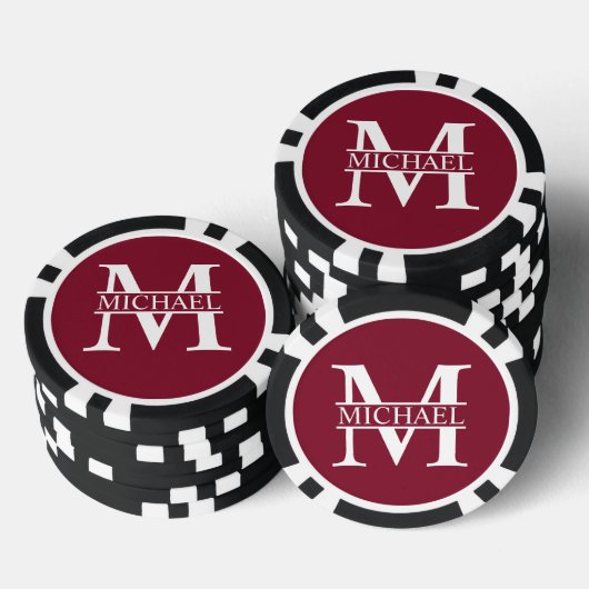 Personalisiertes Monogramm und Name Pokerchips (Stapel)
