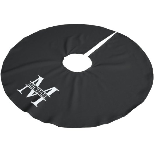 Personalisiertes Monogramm und Name Polyester Weihnachtsbaumdecke (Schrägansicht)