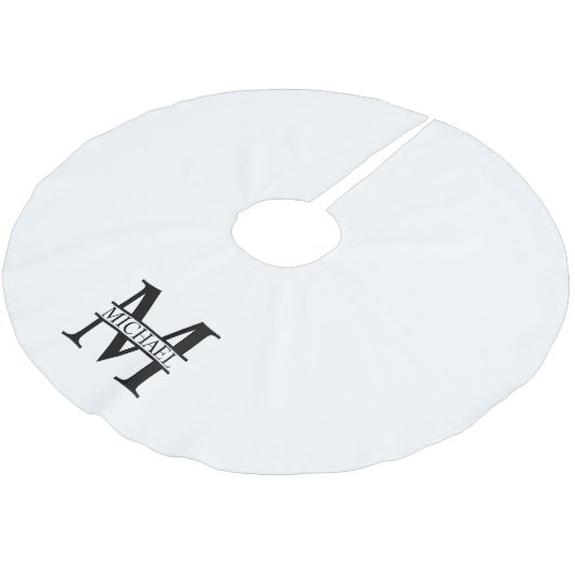 Personalisiertes Monogramm und Name Polyester Weihnachtsbaumdecke (Schrägansicht)