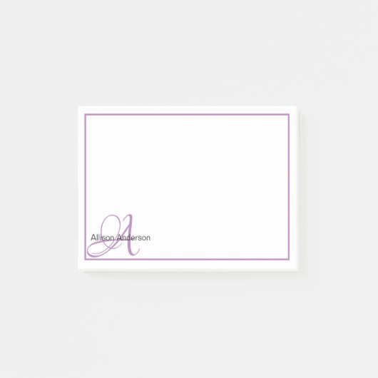 Personalisiertes Monogramm und Name Post-it Klebezettel (Vorderseite)