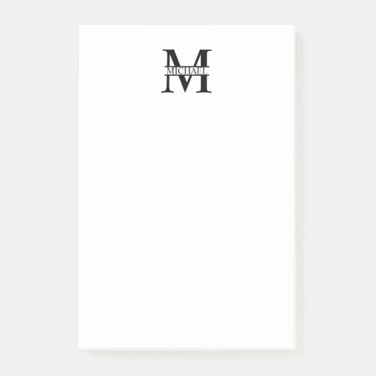 Personalisiertes Monogramm und Name Post-it Klebezettel (Vorderseite)