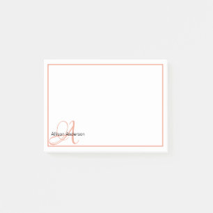 Personalisiertes Monogramm und Name  Post-it Klebezettel
