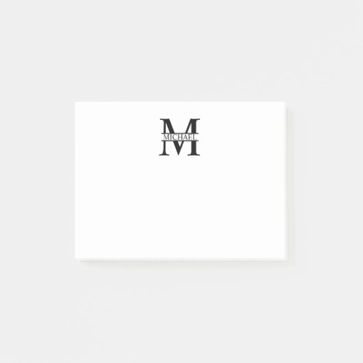 Personalisiertes Monogramm und Name Post-it Klebezettel (Vorderseite)