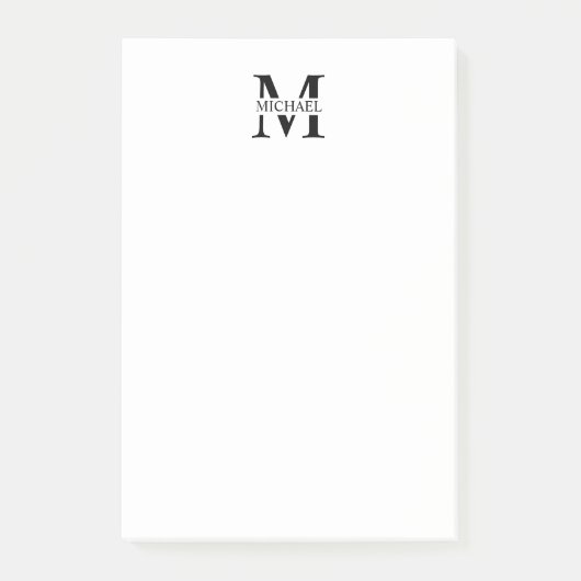 Personalisiertes Monogramm und Name Post-it Klebezettel (Vorderseite)
