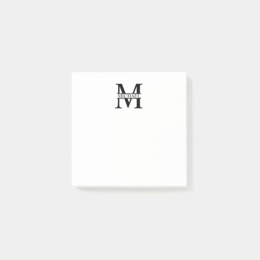 Personalisiertes Monogramm und Name Post-it Klebezettel (Vorderseite)