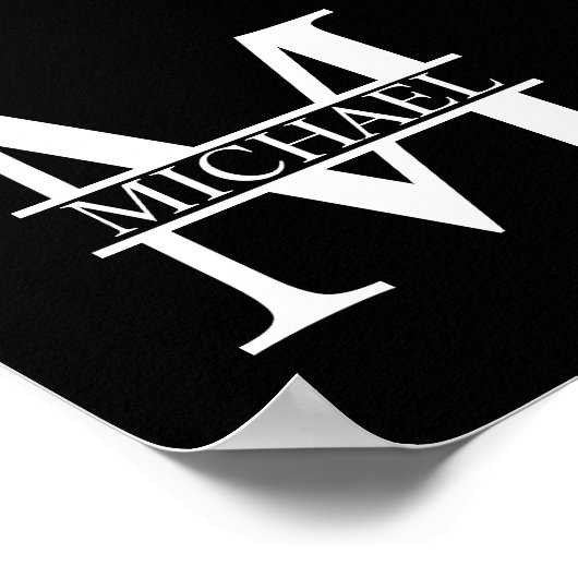 Personalisiertes Monogramm und Name Poster (Ecke)