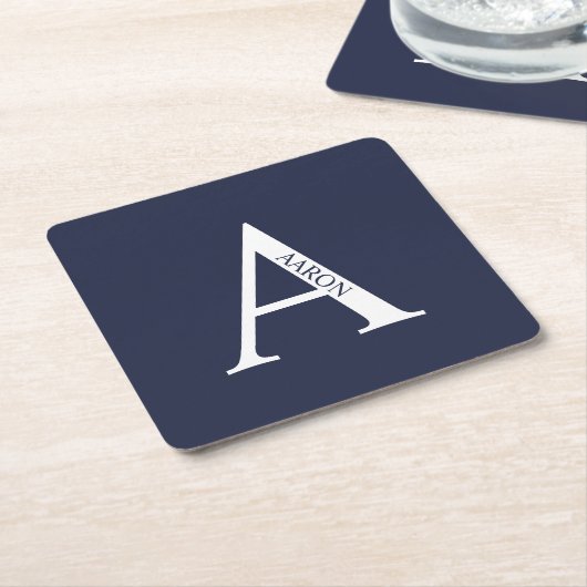 Personalisiertes Monogramm und Name Rechteckiger Pappuntersetzer (angewinkelt)