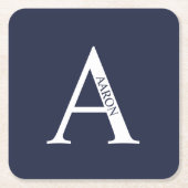 Personalisiertes Monogramm und Name Rechteckiger Pappuntersetzer (Vorderseite)