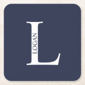 Personalisiertes Monogramm und Name Rechteckiger Pappuntersetzer (Vorderseite)