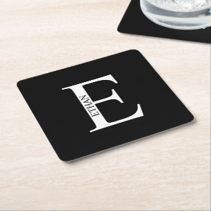 Personalisiertes Monogramm und Name Rechteckiger Pappuntersetzer