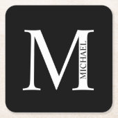 Personalisiertes Monogramm und Name Rechteckiger Pappuntersetzer (Vorderseite)