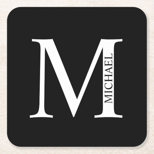 Personalisiertes Monogramm und Name Rechteckiger Pappuntersetzer (Vorderseite)
