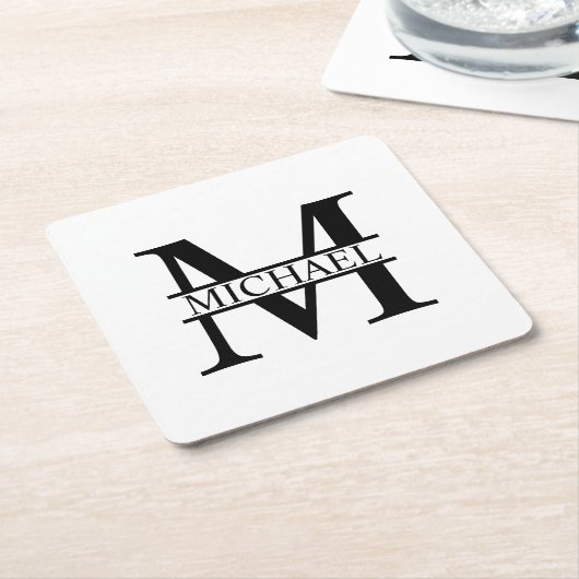 Personalisiertes Monogramm und Name Rechteckiger Pappuntersetzer (angewinkelt)