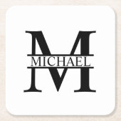 Personalisiertes Monogramm und Name Rechteckiger Pappuntersetzer (Vorderseite)
