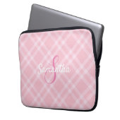 Personalisiertes Monogramm und Name Rosa Kariert G Laptopschutzhülle (Vorderseite Links)