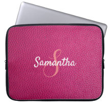 Personalisiertes Monogramm und Name Rosa Leder