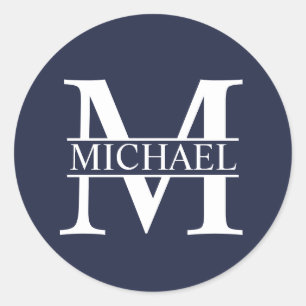 Personalisiertes Monogramm und Name Runder Aufkleber