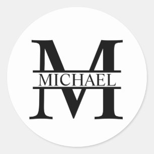 Personalisiertes Monogramm und Name Runder Aufkleber