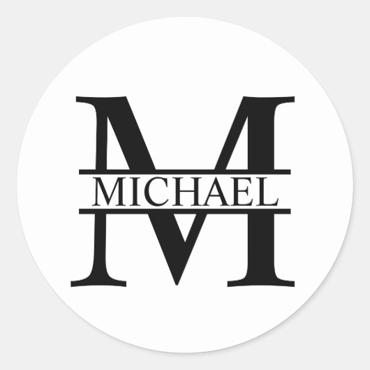 Personalisiertes Monogramm und Name Runder Aufkleber (Vorderseite)