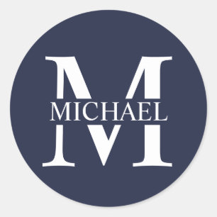 Personalisiertes Monogramm und Name Runder Aufkleber