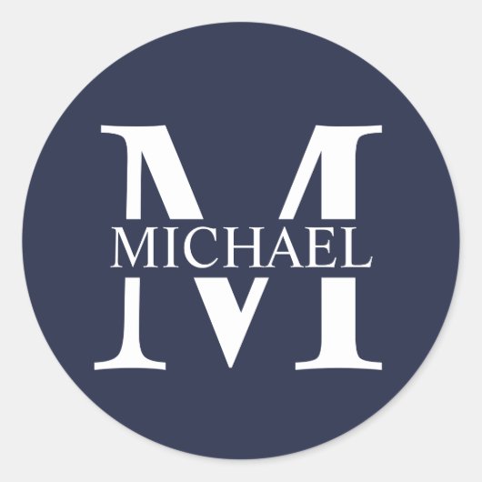 Personalisiertes Monogramm und Name Runder Aufkleber (Vorderseite)