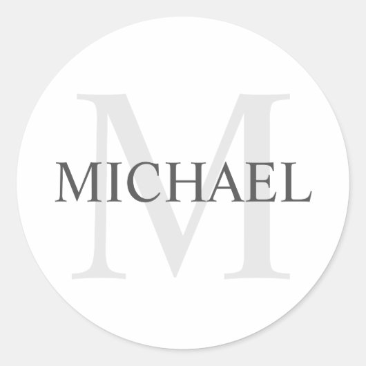 Personalisiertes Monogramm und Name Runder Aufkleber (Vorderseite)