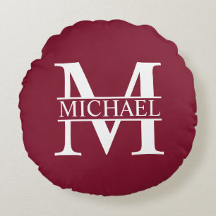 Personalisiertes Monogramm und Name Rundes Kissen