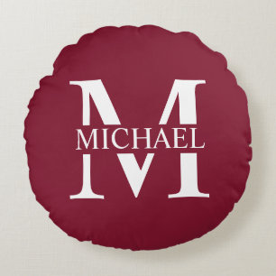 Personalisiertes Monogramm und Name Rundes Kissen