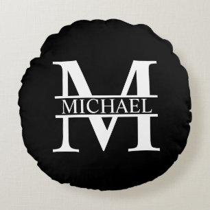 Personalisiertes Monogramm und Name Rundes Kissen