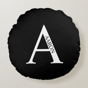 Personalisiertes Monogramm und Name Rundpilz Rundes Kissen