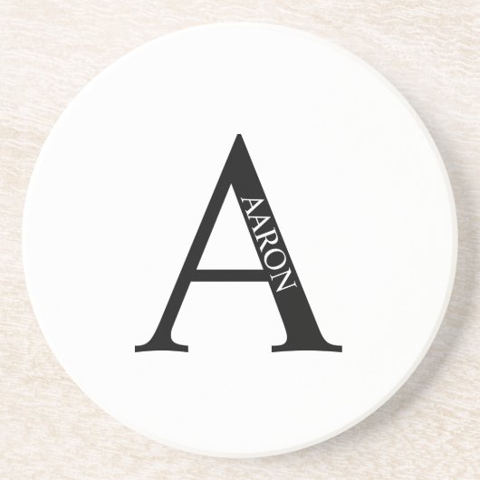 Personalisiertes Monogramm und Name Sandstone Unte Getränkeuntersetzer (Vorne)