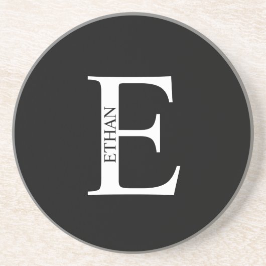 Personalisiertes Monogramm und Name Sandstone Unte Getränkeuntersetzer (Vorne)