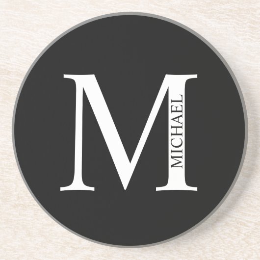 Personalisiertes Monogramm und Name Sandstone Unte Getränkeuntersetzer (Vorne)