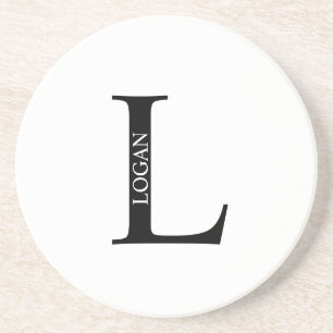 Personalisiertes Monogramm und Name Sandstone Unte Getränkeuntersetzer