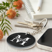 Personalisiertes Monogramm und Name Schlüsselanhänger (Vorderseite rechts)