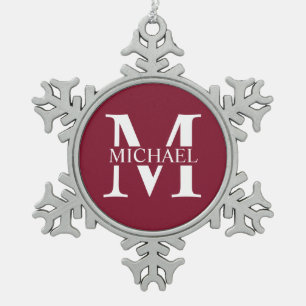 Personalisiertes Monogramm und Name Schneeflocken Zinn-Ornament