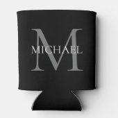 Personalisiertes Monogramm und Name Schwarz Dosenkühler (Rückseite)