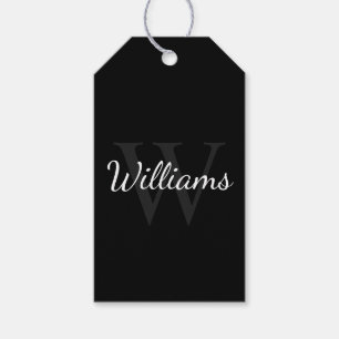Personalisiertes Monogramm und Name Schwarz Geschenkanhänger
