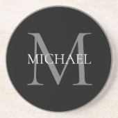 Personalisiertes Monogramm und Name Schwarz Getränkeuntersetzer (Vorne)